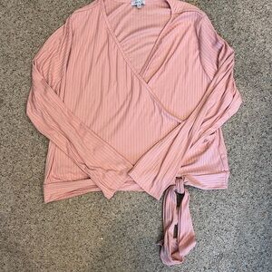 White Birch Blush Pink Wrap Blouse